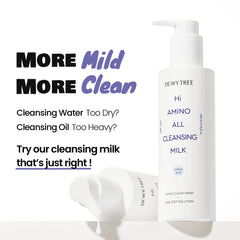 Dewytree Hi Amino All se aplica suavemente en el rostro para limpiar y humectar.