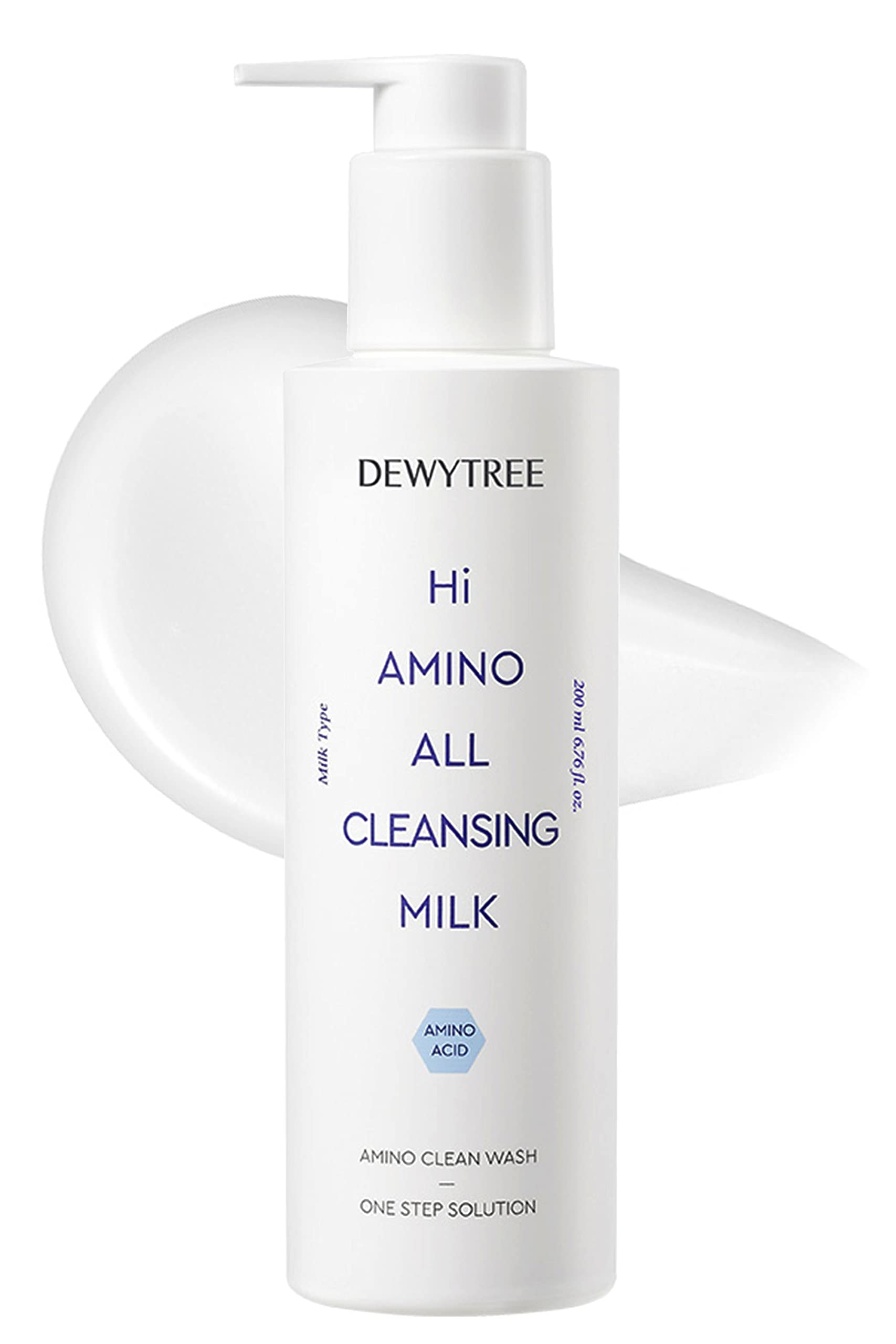 Dewytree Hi Amino All Limpiadora, botella del producto, limpieza suave para piel sensible.