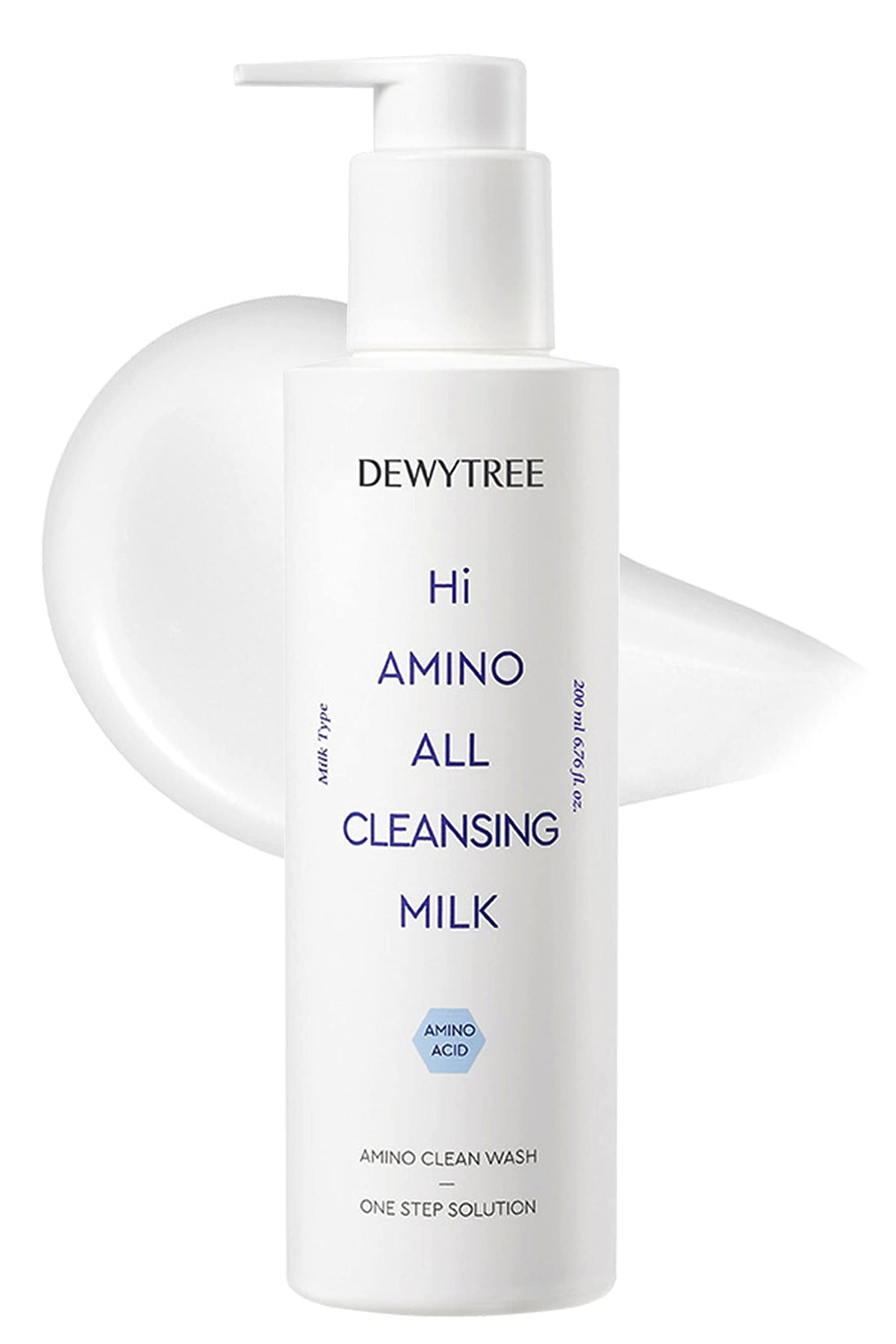Dewytree Hi Amino All Limpiadora, botella del producto, limpieza suave para piel sensible.