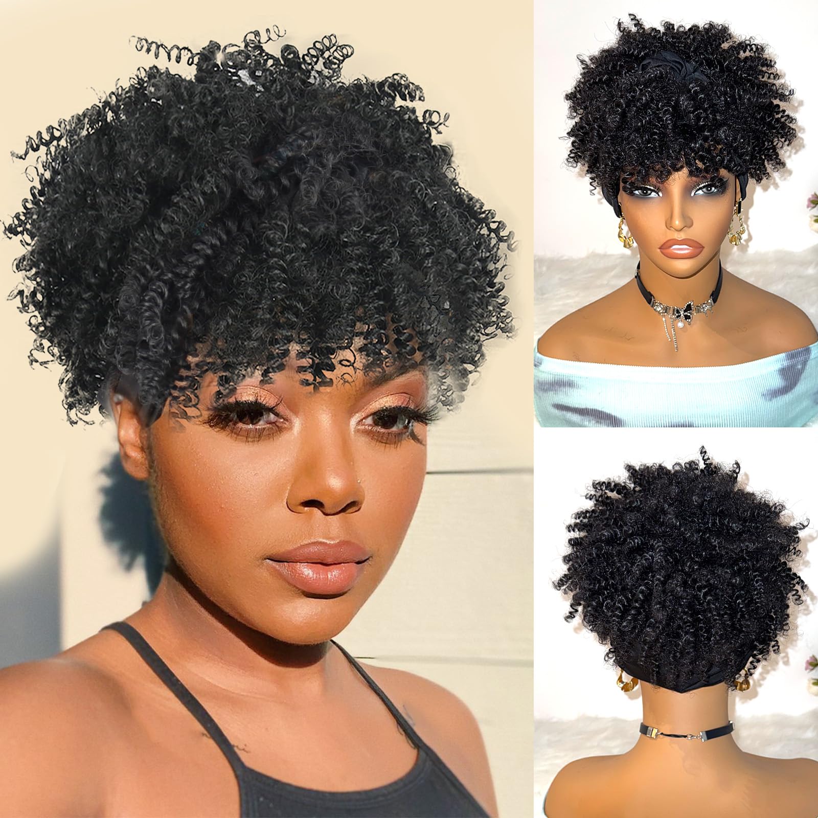 DEYNGS Afro Kinky Peluca Puff Alto: volumen natural y comodidad para el día.