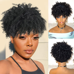 DEYNGS Afro Kinky Peluca Puff Alto: volumen natural y comodidad para el día.