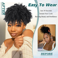 DEYNGS Afro Rizado Peluca Textura Suave: rizos definidos y brillo suave.