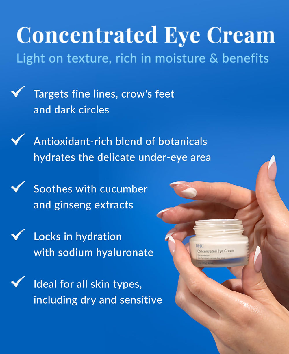 DHC crema para ojos, textura suave y rápida absorción.