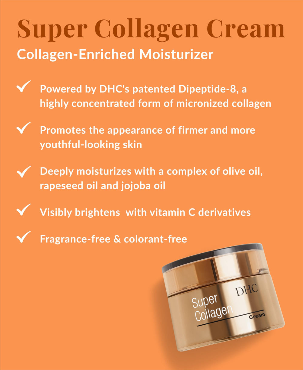 Crème DHC Super Collagène en texture proche pour peau plus ferme.