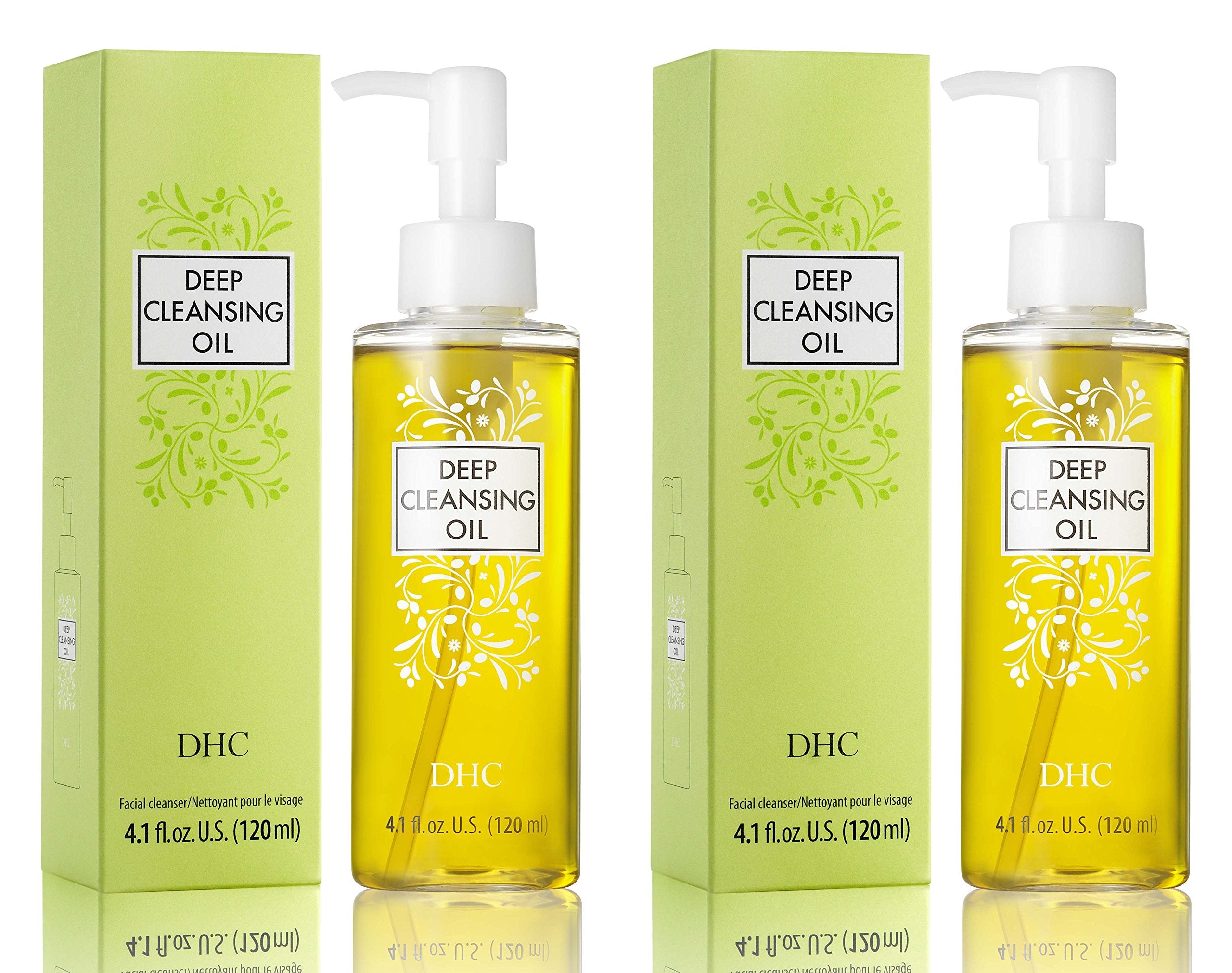 DHC Deep Cleansing Oil con etiqueta, información clara sobre ingredientes antioxidantes.