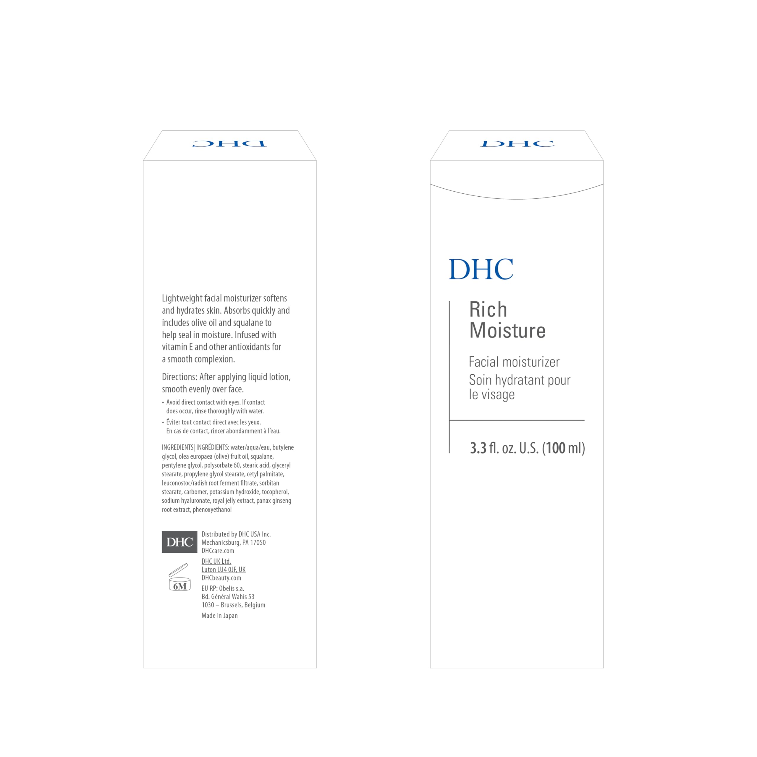 DHC Hidratación Rica, absorción rápida para rutina matutina sin sensación grasa.