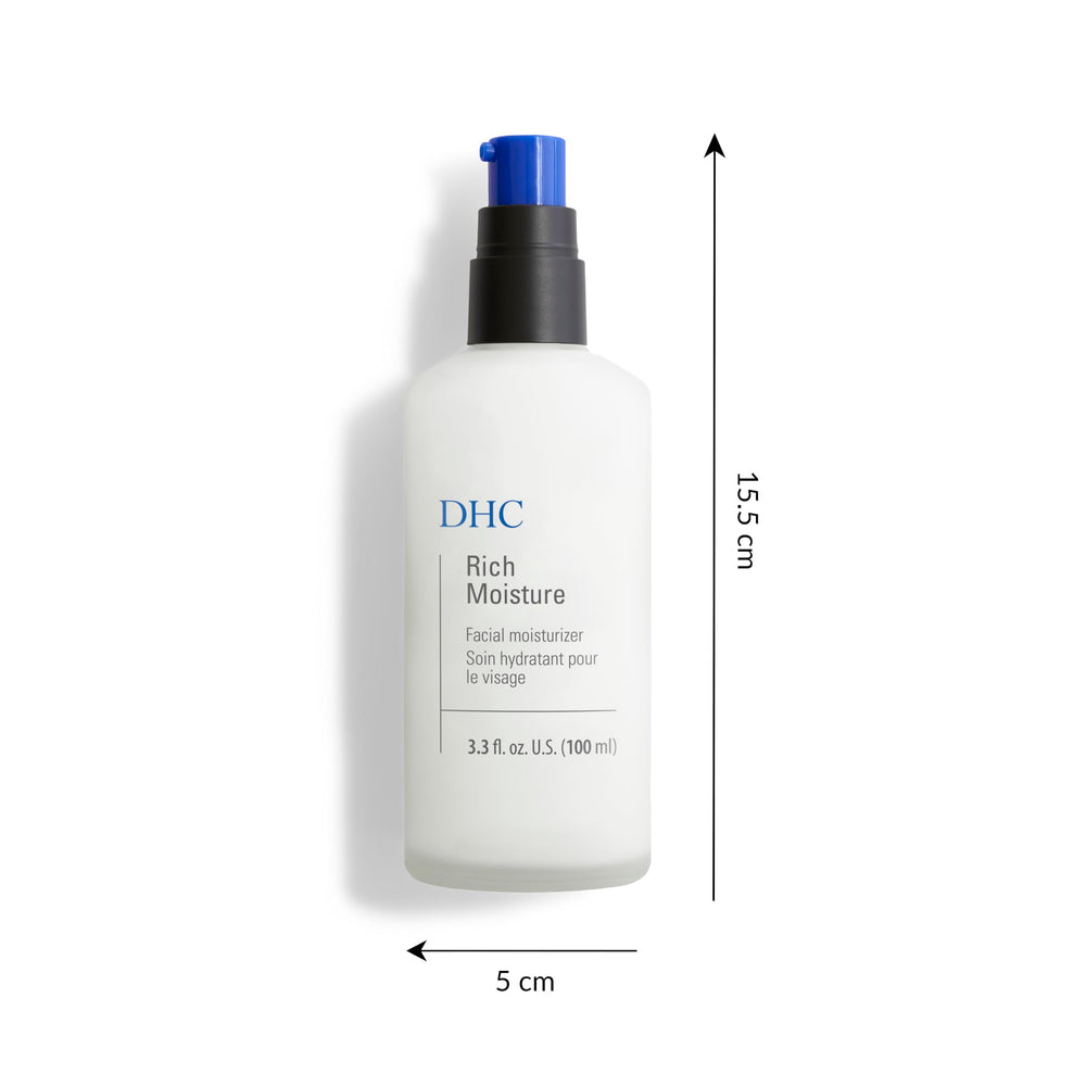 DHC Hidratación Rica, ingredientes clave como aceite de oliva para nutrición diaria.