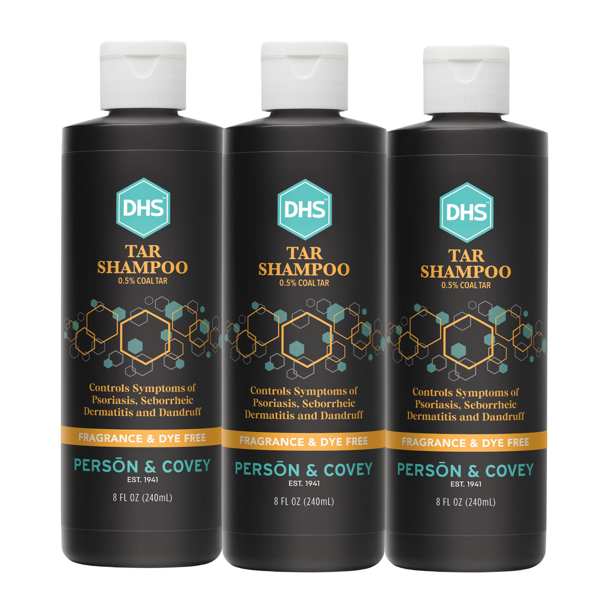DHS champú de alquitrán para caspa, botella visible para control de caspa