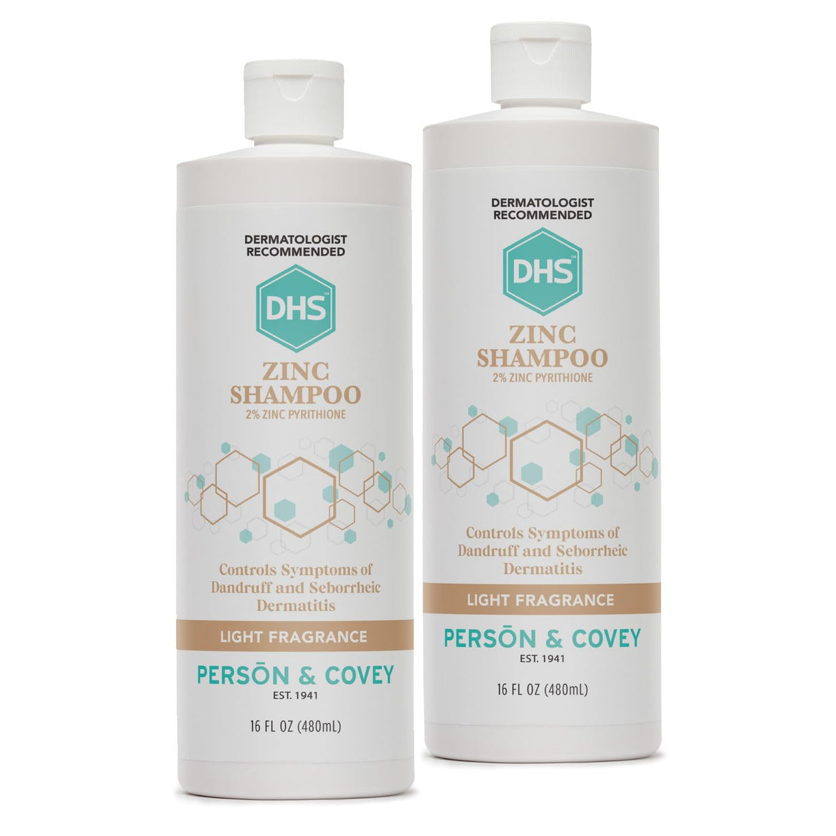 DHS Zinc Shampoo: botella frontal, uso diario fácil de identificar.
