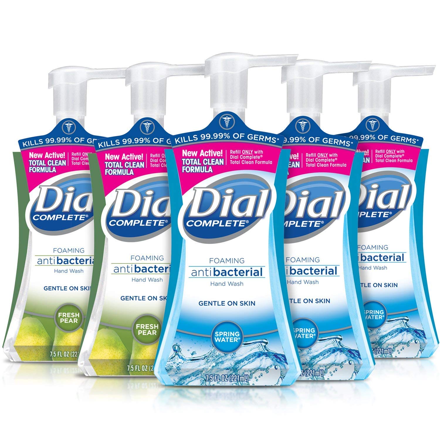 Dial Complete Spring Water foaming hand soap bottle for daily hand hygiene.