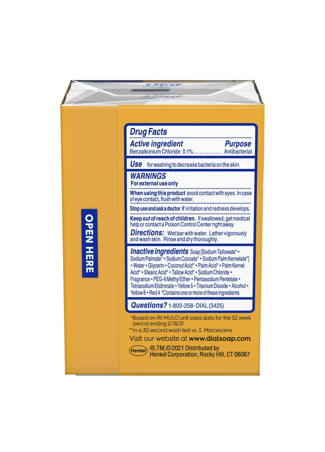 Empaque Dial Gold jabón antibacteriano en pack de dos para el hogar.