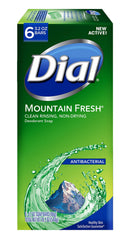 Dial Jabón antibacterial en barra con fragancia de montaña para limpieza diaria.
