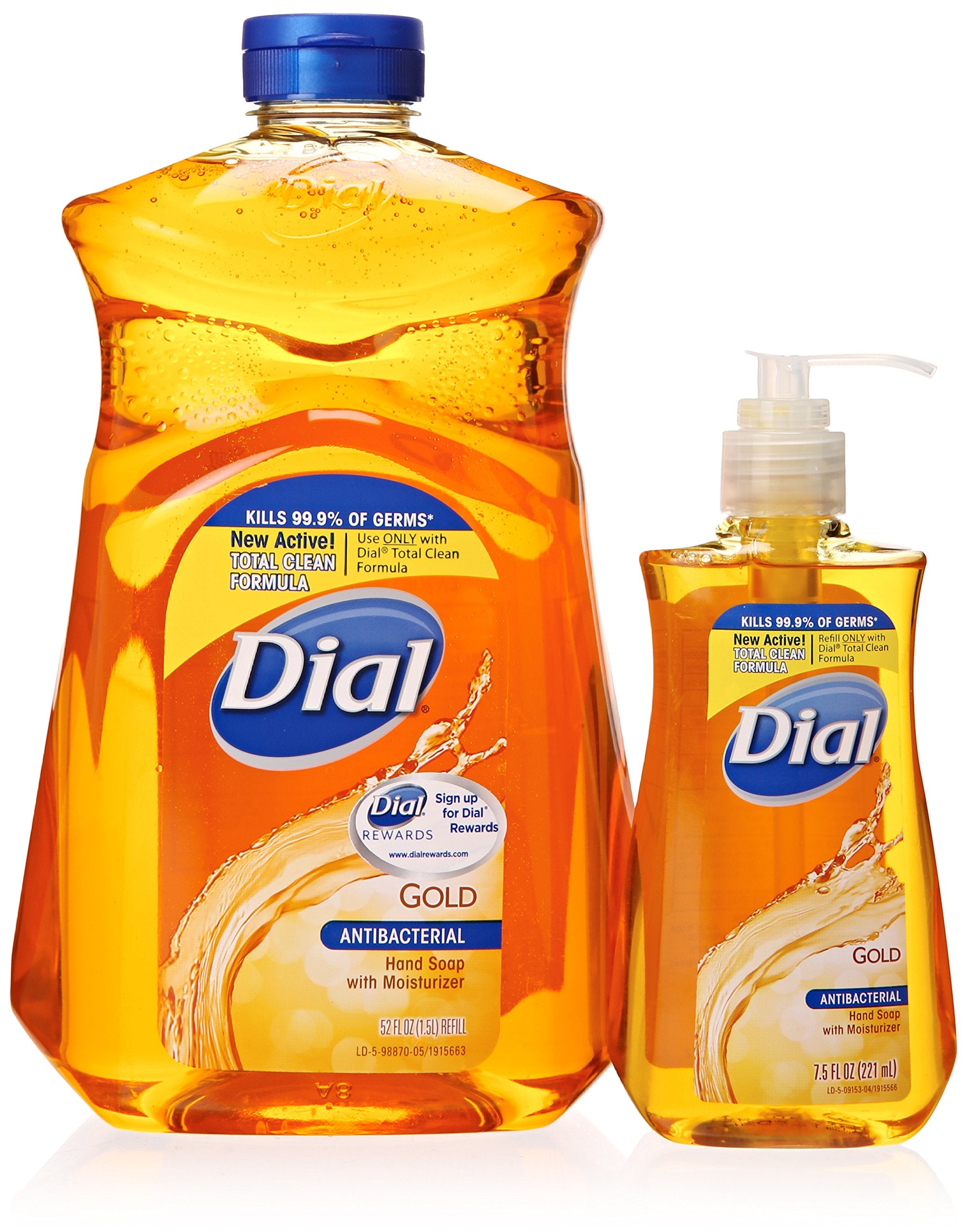 Dial Jabón líquido antibacterial con hidratante en botella con dispensador para manos suaves.