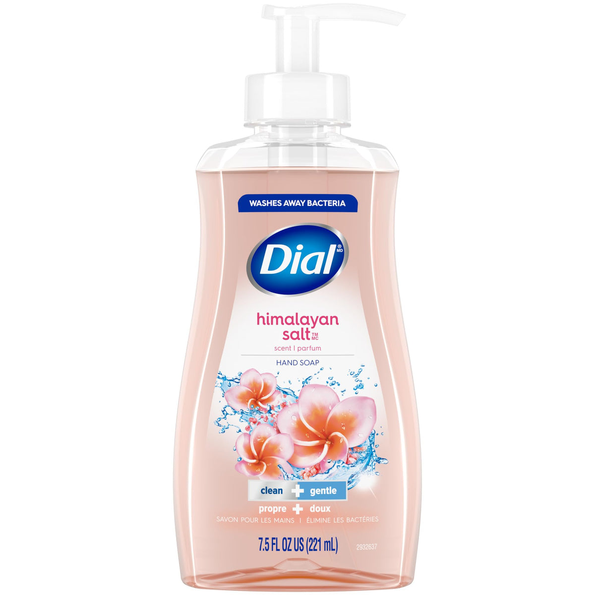 Dial jabon liquido para manos con sal Himalayo en botella, aroma fresco para uso diario.