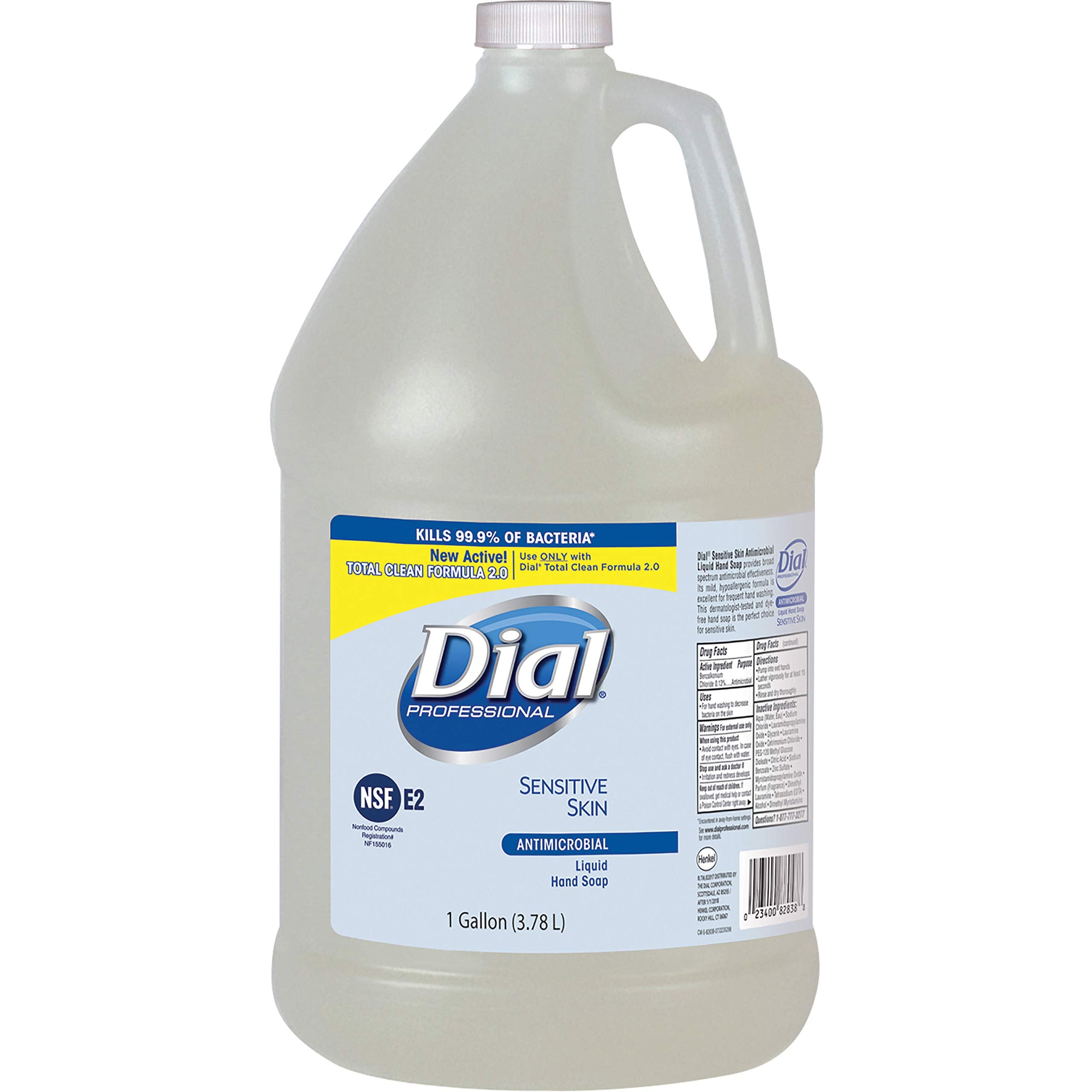 Dial Sensitive Skin antimicrobial soap refill with clear formula for frequent handwashing in healthcare, schools, and offices