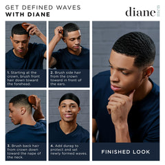 Ondas 360 definidas con el cepillo Diane Premium.