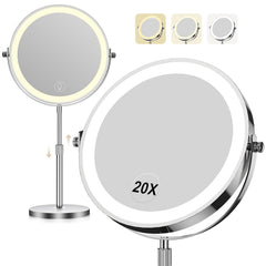Espejo Dienmern con 1x/20x para maquillaje detallado.