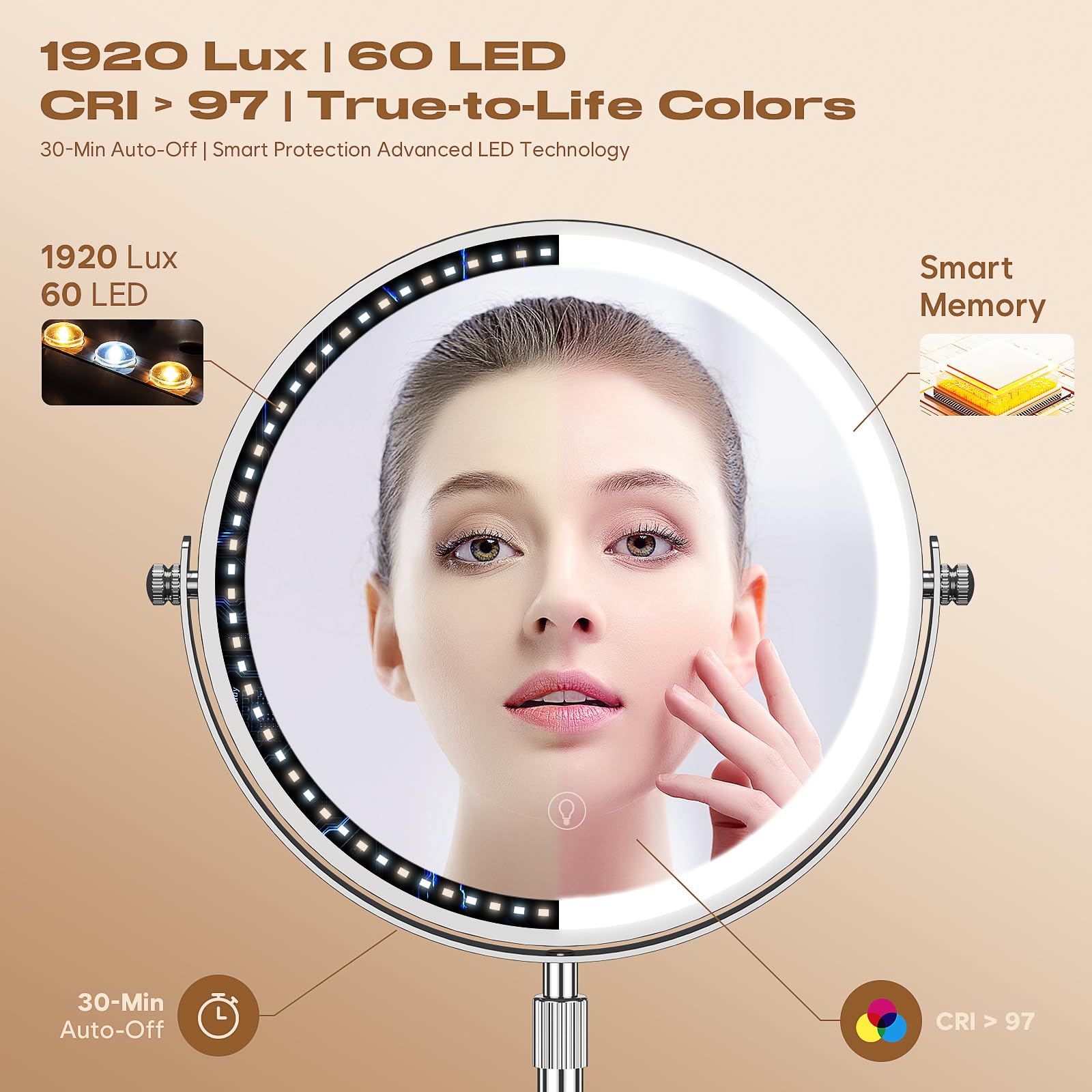 Regalo ideal para mujeres: espejo luminoso y práctico.