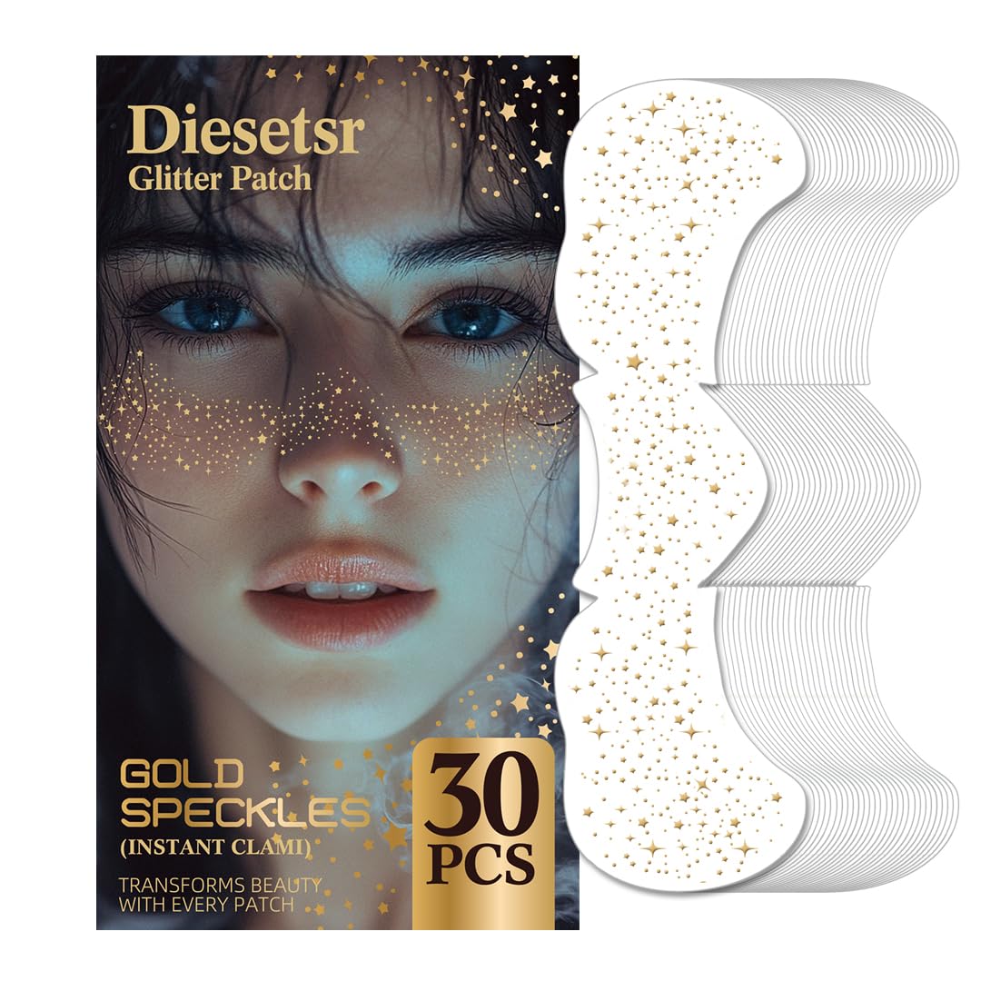 Diesetsr glitter freckles face tattoo 30-piece gold set adds instant sparkle to makeup