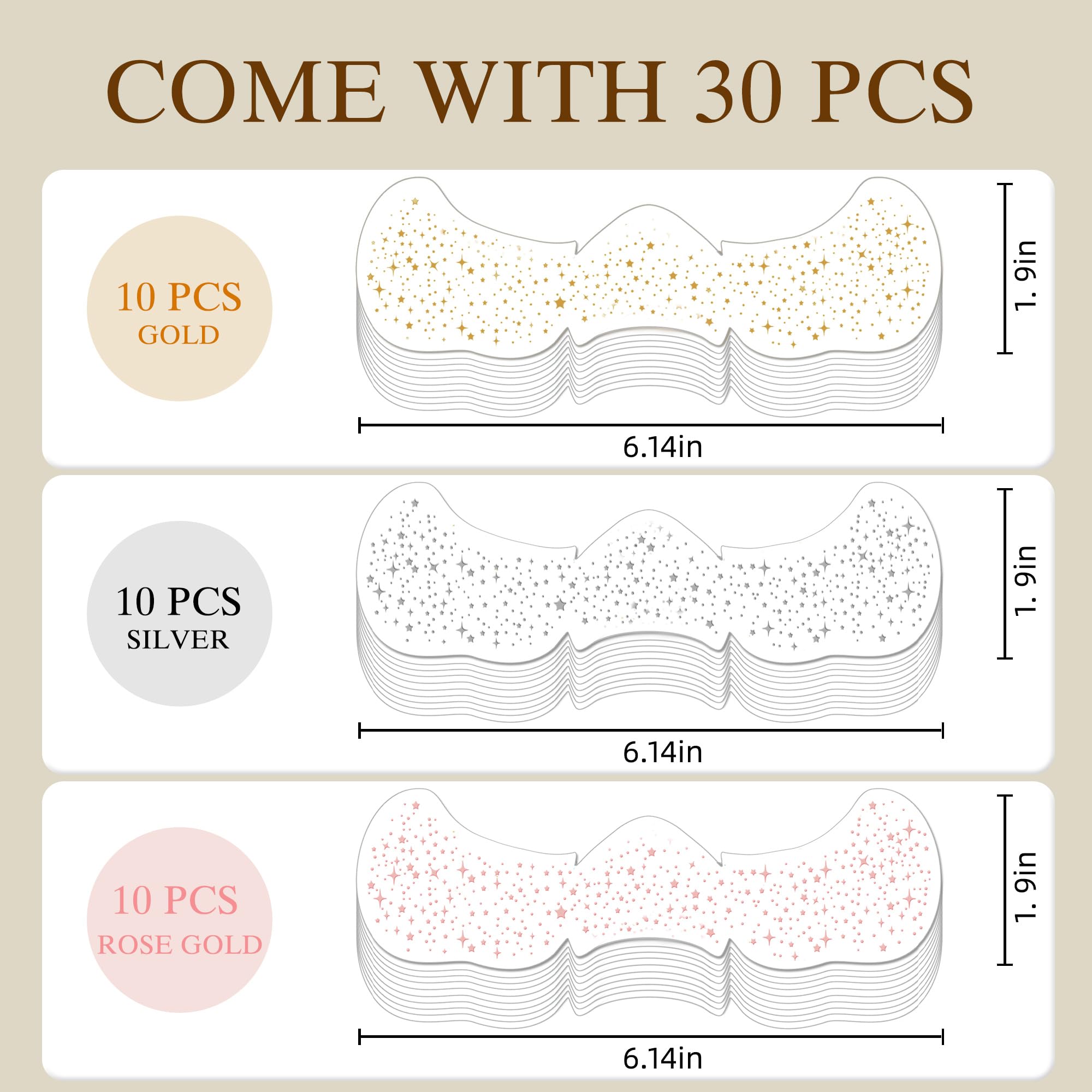 Diesetsr piezas doradas glitter freckles, ideal para looks festivos