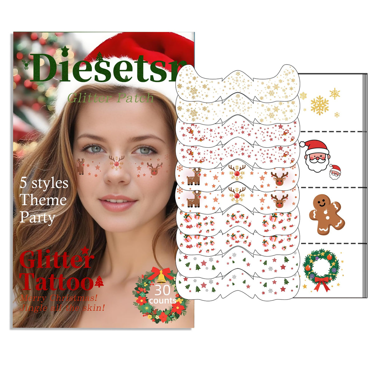 Diesetsr copos de nieve brillantes para un aspecto navideño duradero.