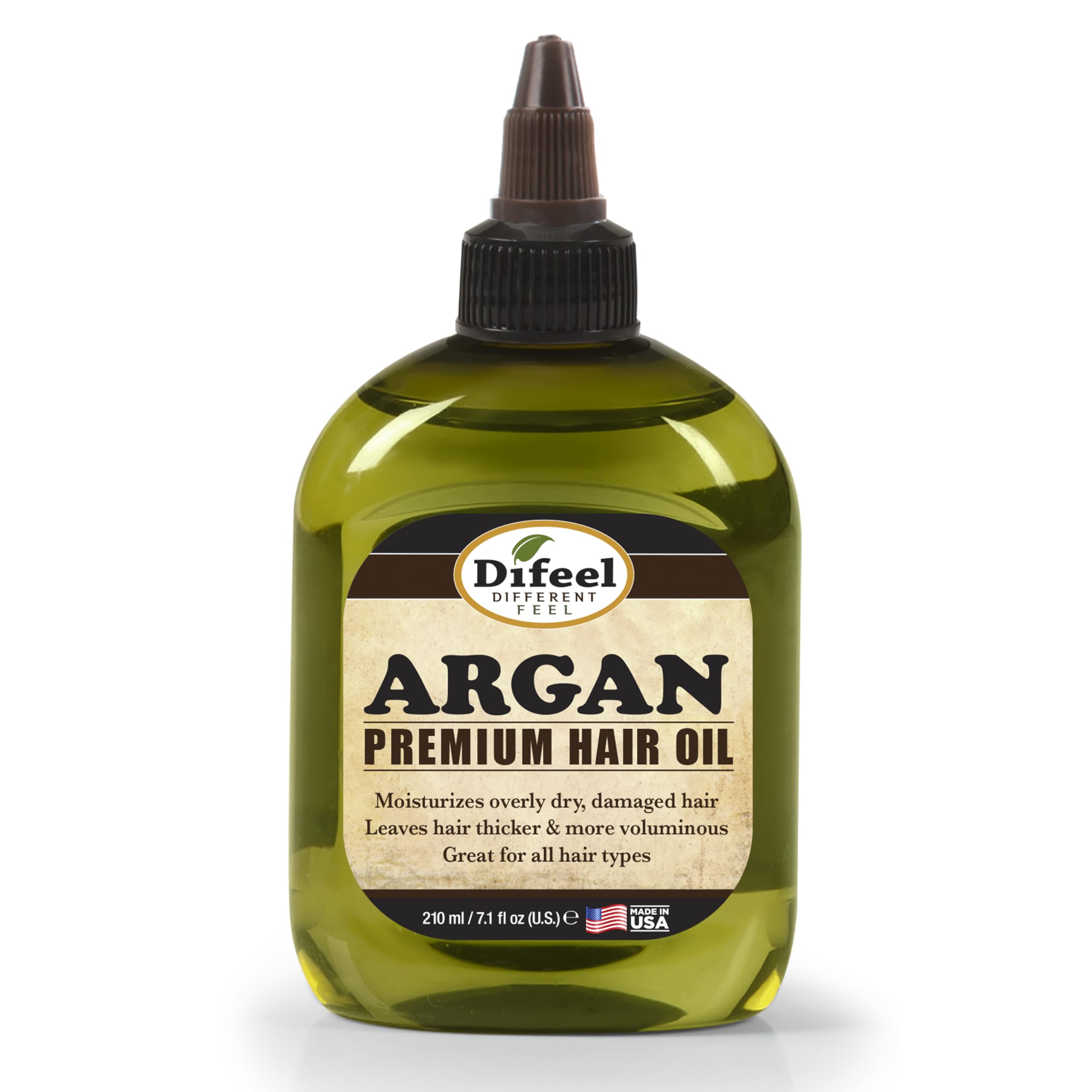 Difeel Aceite de Argán en bote de 7,1 onzas para hidratación diaria del cabello.