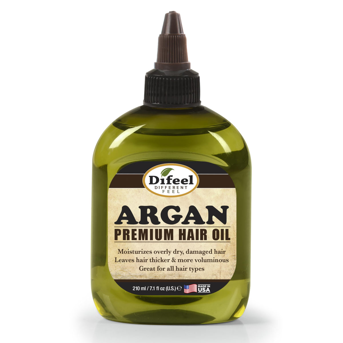 Difeel Aceite de Argán en bote de 7,1 onzas para hidratación diaria del cabello.