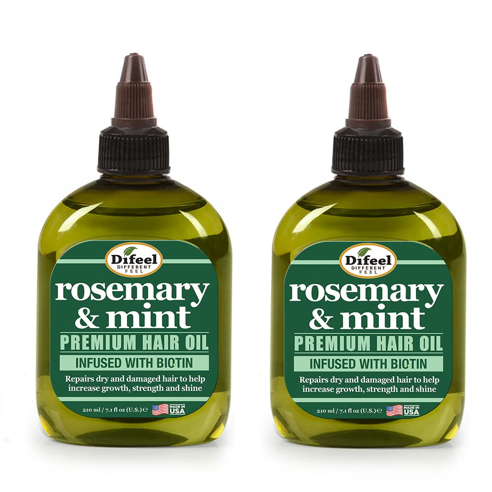 Difeel aceite cabello romero-menta, botella de 7-1onzas, para crecimiento suave.