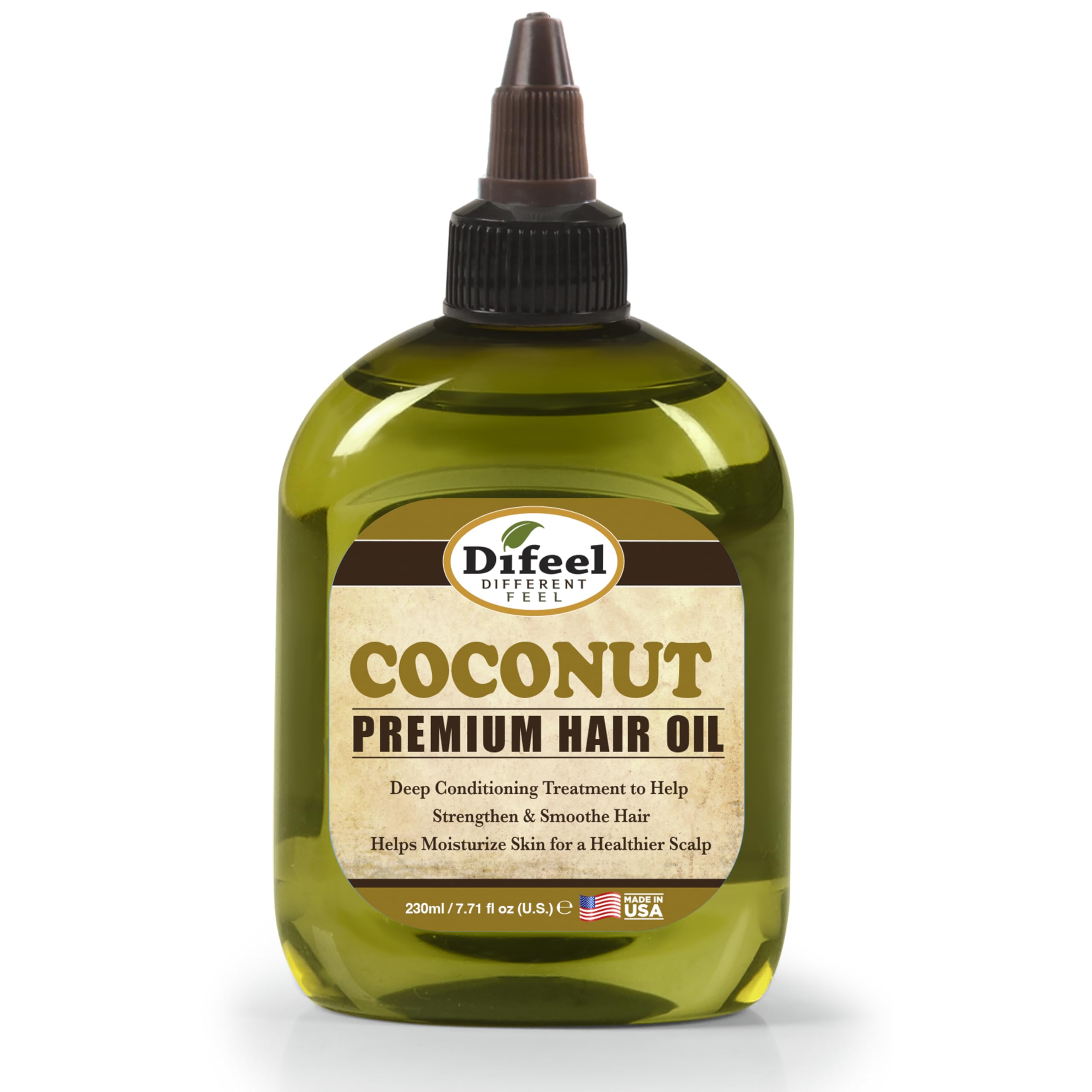 Difeel Aceite de Coco para cabello: botella destacando nutrición profunda