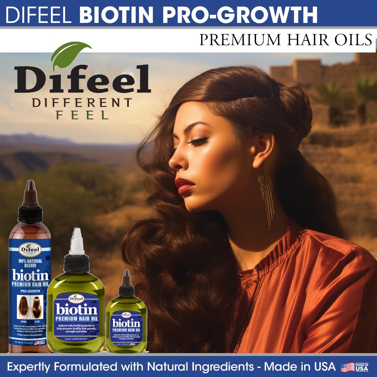 Difeel Biotin Hair Oil nutrición profunda para suavidad capilar