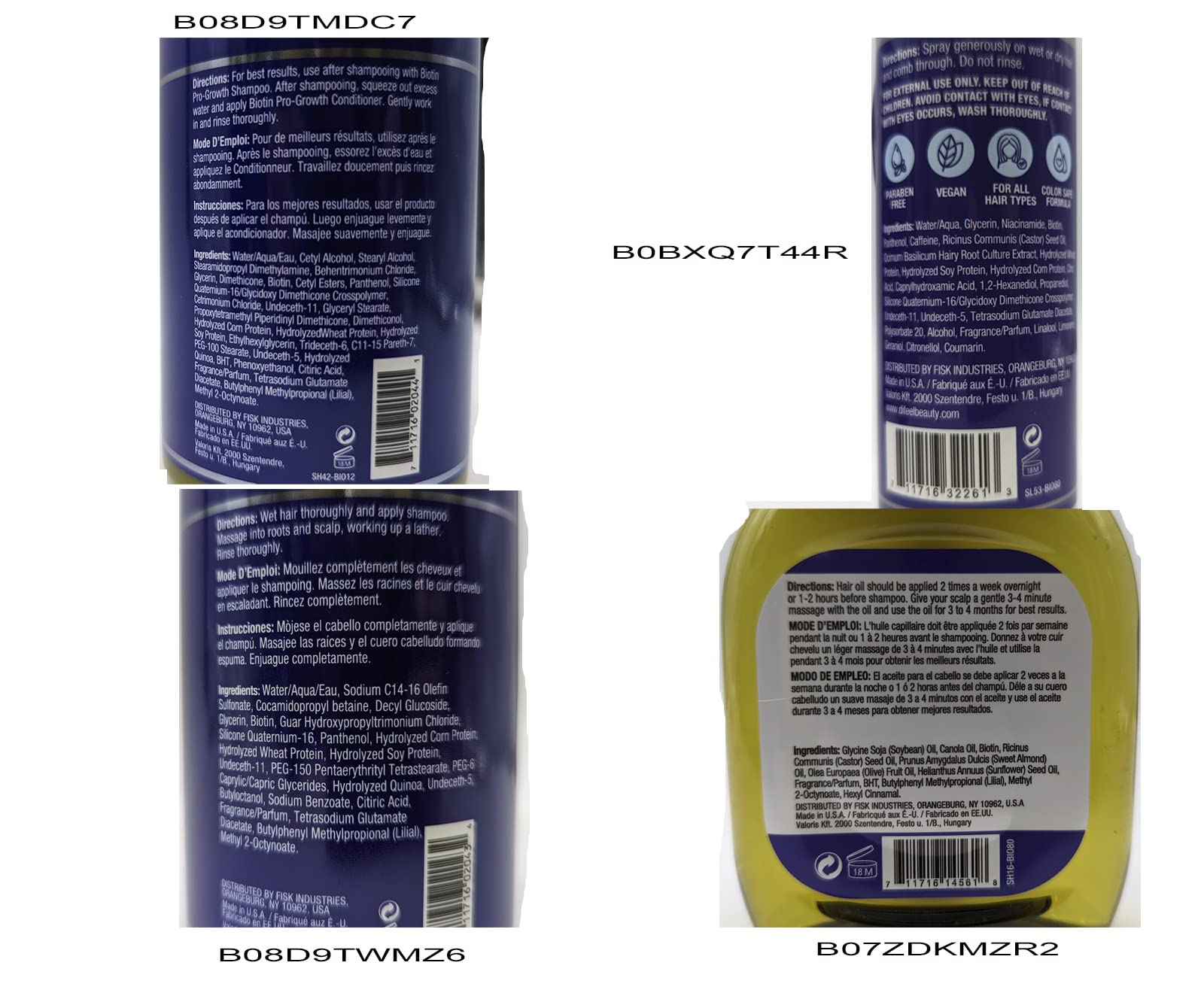 Ingrédients du système Biotin Pro-Growth – composition transparente