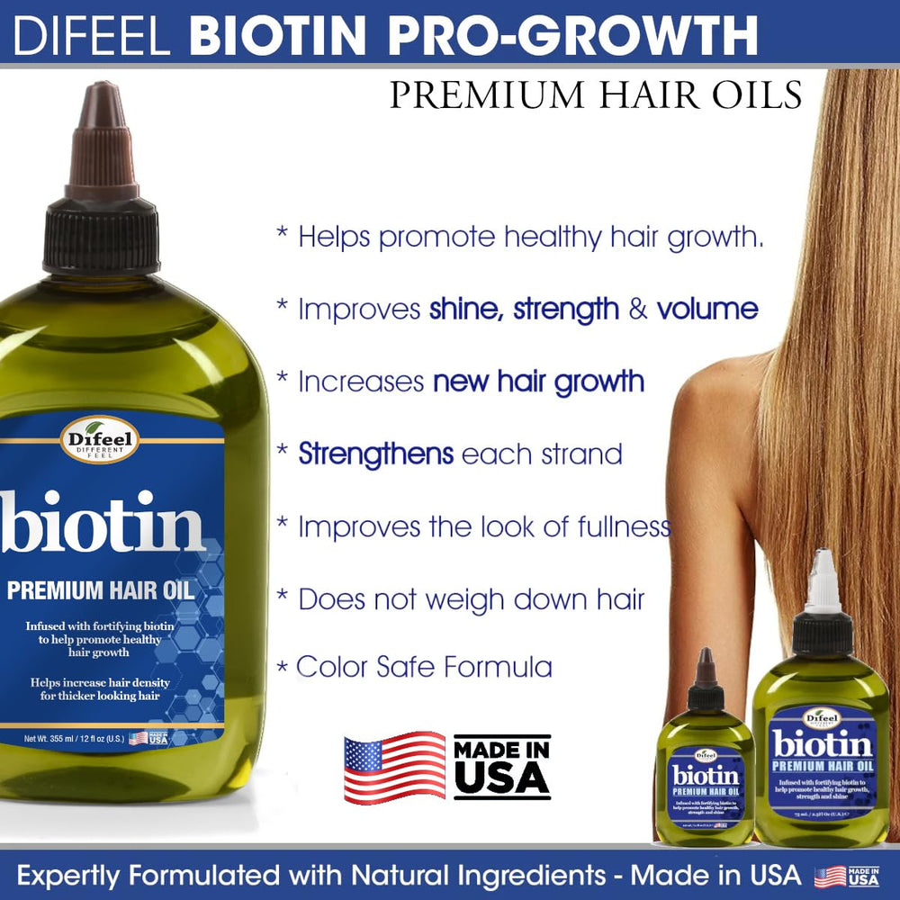 Fortaleza para el cabello con Difeel Progrowth y biotina.