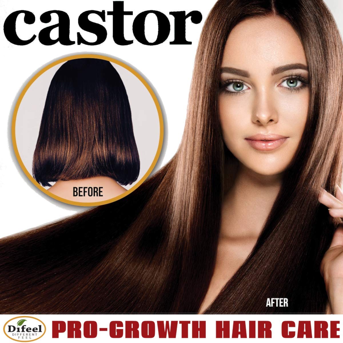 Brillo natural del cabello tras usar Difeel Castor Pro-Growth