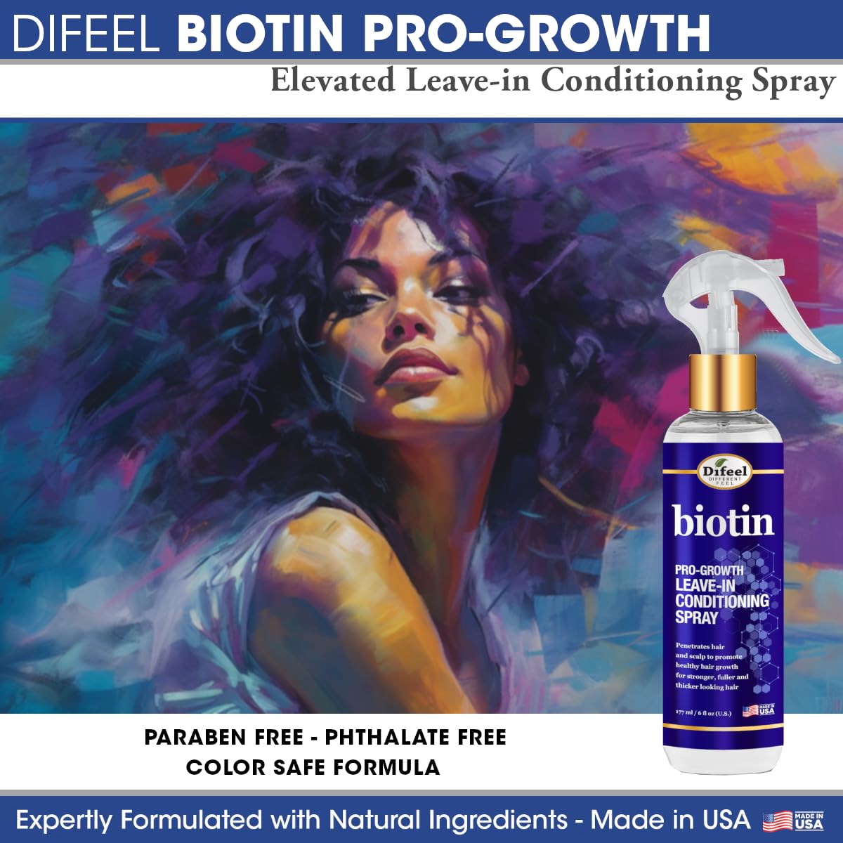 Difeel Biotin Pro-Growth, ingredientes naturales y aceites esenciales.