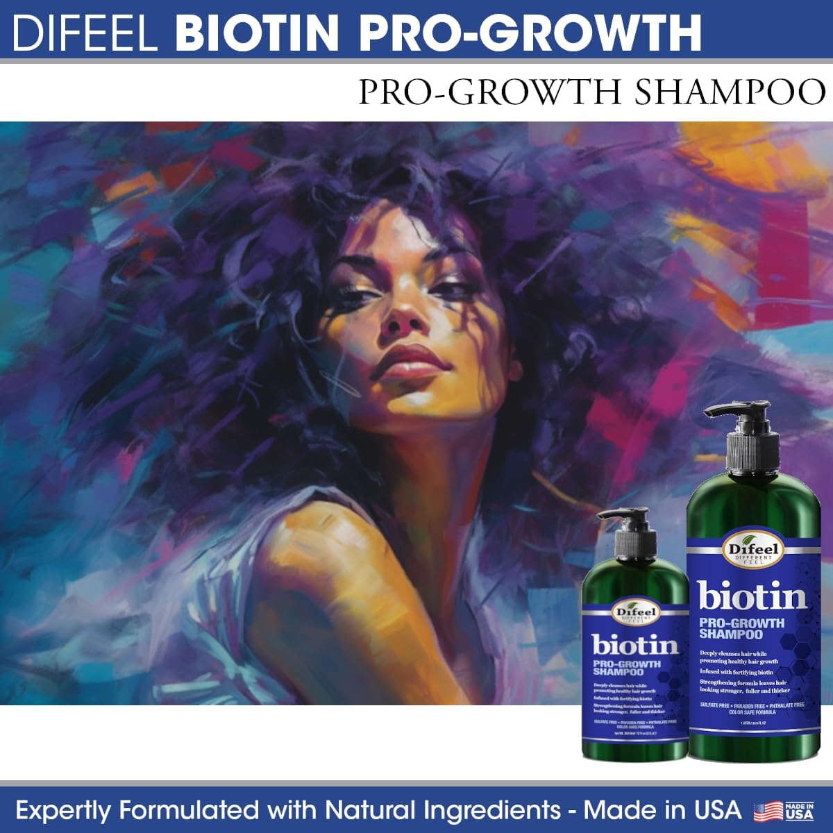 Difeel Champú Pro-Crecimiento con Biotina, cabello más espeso tras uso regular