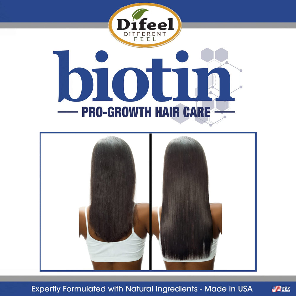 Difeel Champú Pro-Crecimiento con Biotina, etiqueta clara para confianza y calidad