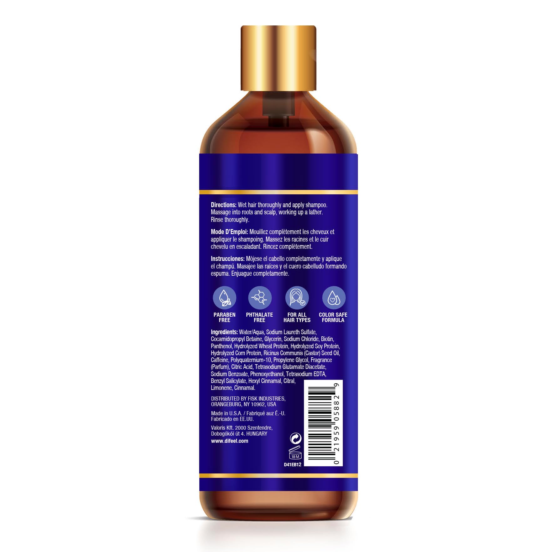 Difeel Pro-Growth Biotin Shampoo con espuma suave, deja el cabello suave y manejable.