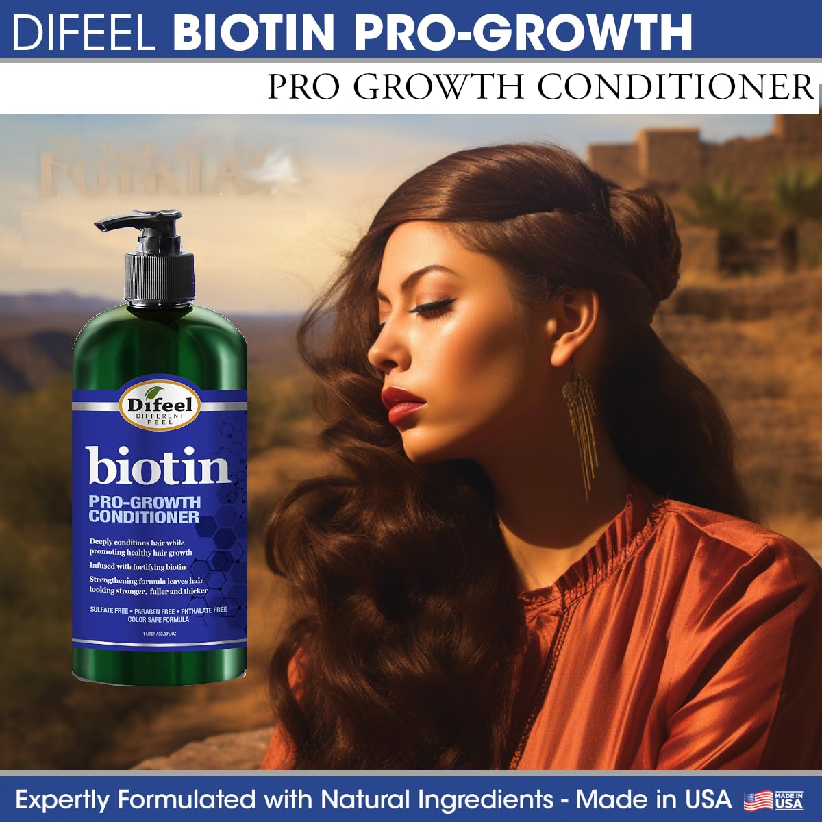 Textura cremosa del acondicionador Difeel Pro-Growth Biotina aporta hidratación