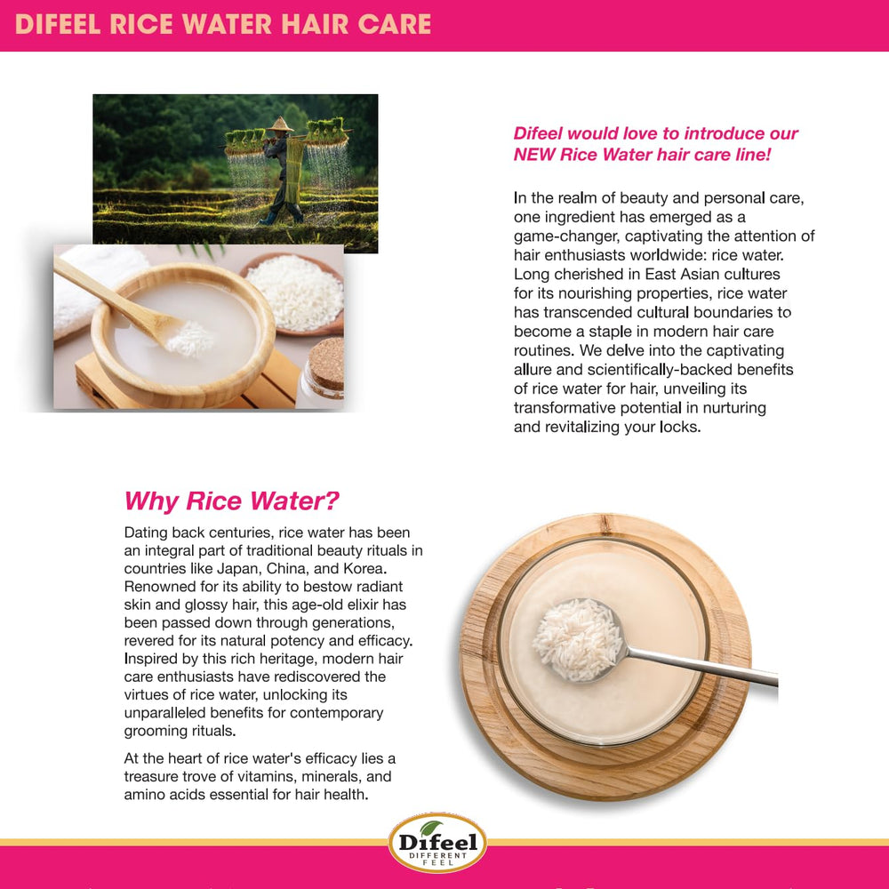 Cuero cabelludo nutrido con Difeel Rice Water Oil.