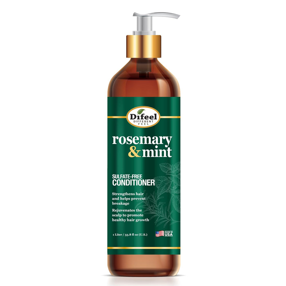 Difeel romero y menta, bote-33oz, acondicionador fortalecedor para cabello resistente.
