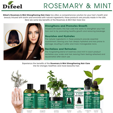 Difeel romero y menta, cabello-brillo y manejabilidad mejorados.
