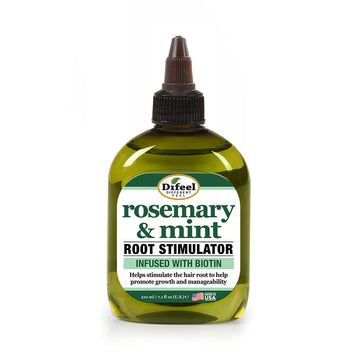 Difeel rosemary mint root stimulator pour demonstrates easy scalp application.