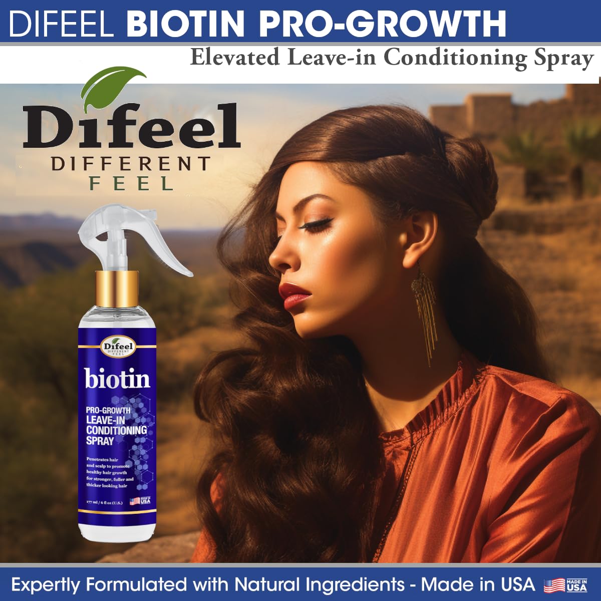 Difeel Biotin Pro-Growth, libre de parabenos y ftalatos.