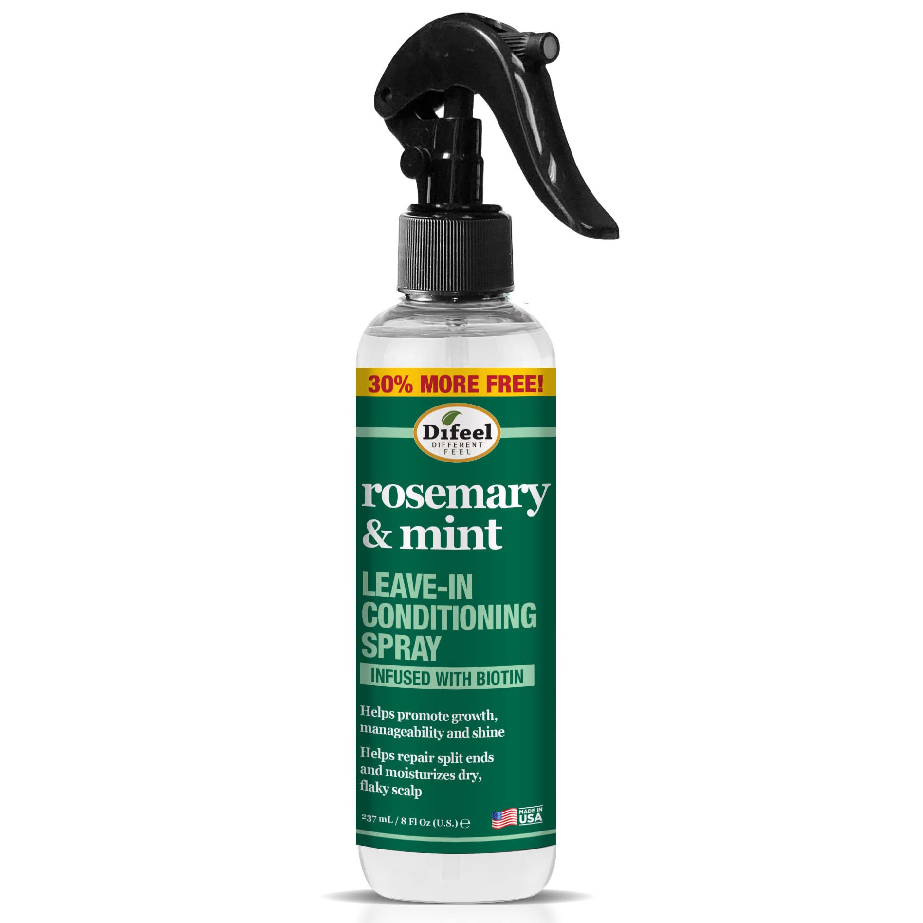 Difeel spray fortalecedor romero y menta, botella de 8 oz para cabello más fuerte.