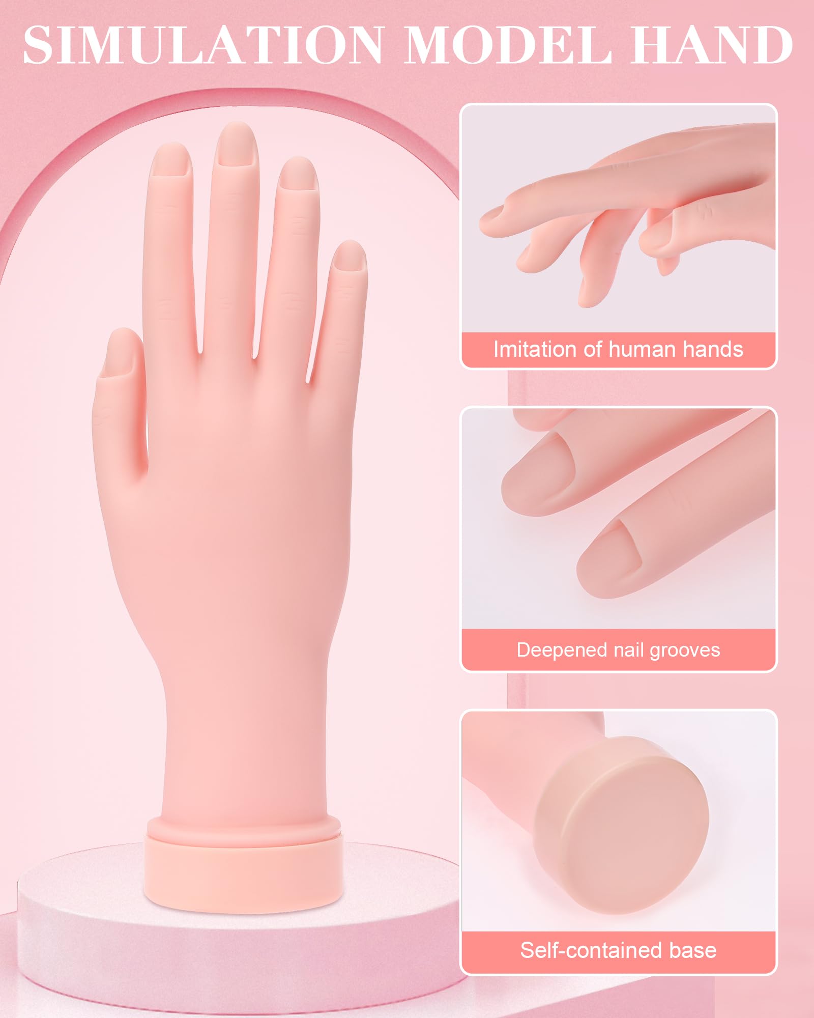 Difenni: dedos flexibles en la mano de práctica para mejorar su técnica de arte de uñas.