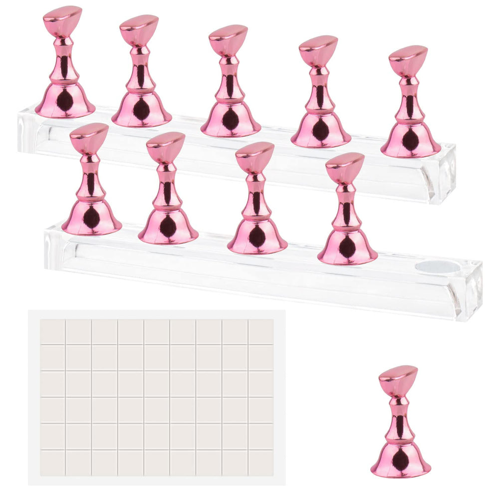 Soportes Difenni para uñas acrílicas magnéticos en rosa para exhibición fácil.