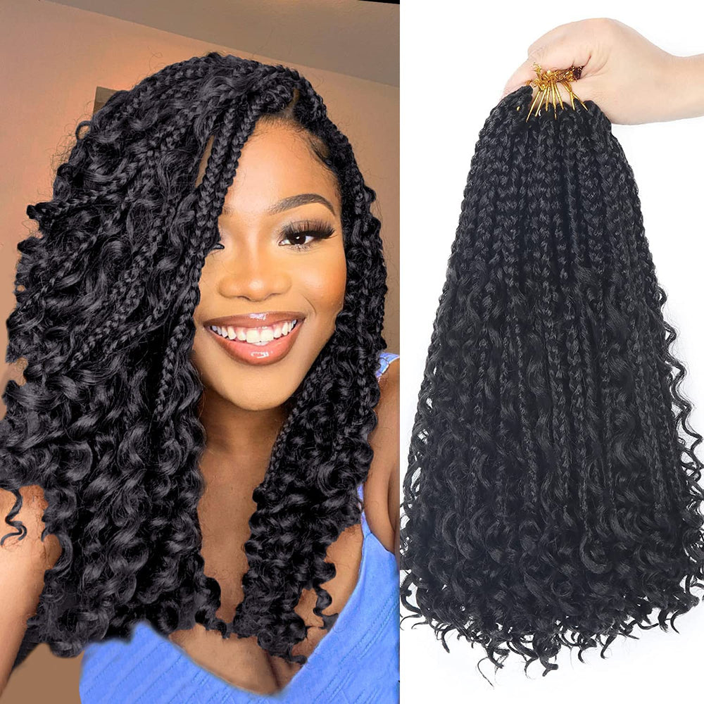 Diha Goddess trenzas tipo caja con extremos rizados para un look natural.