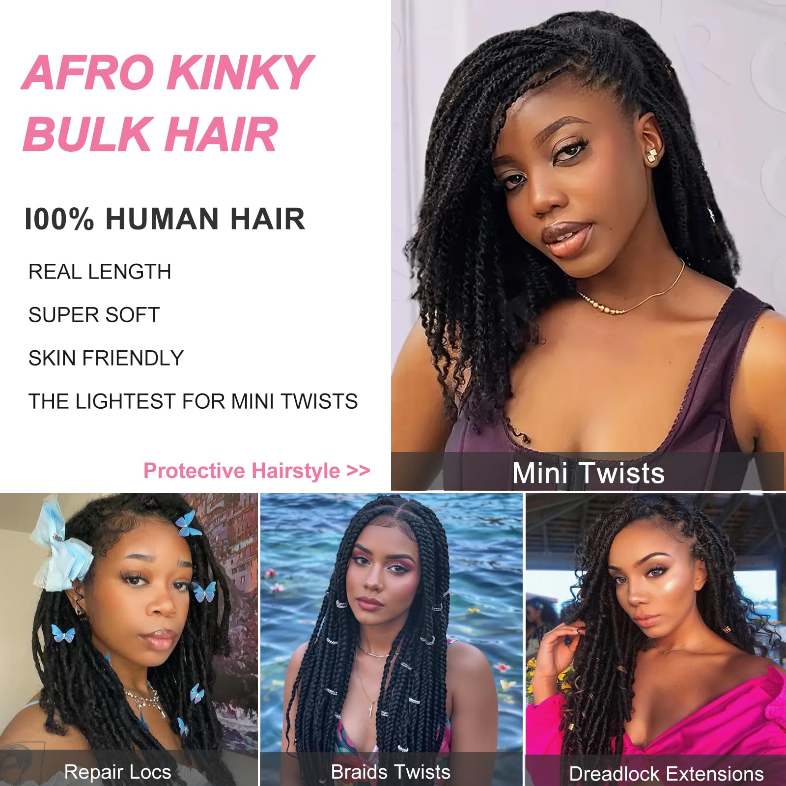 Dilekay Afro Kinkys Bulk textura 4C rizada con aspecto natural
