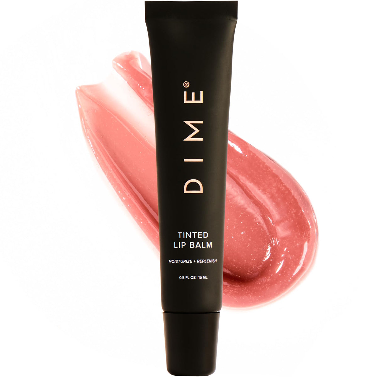 DIME Beauty Tint Lip Balm Desert Rose en botella, hidratación suave para labios.