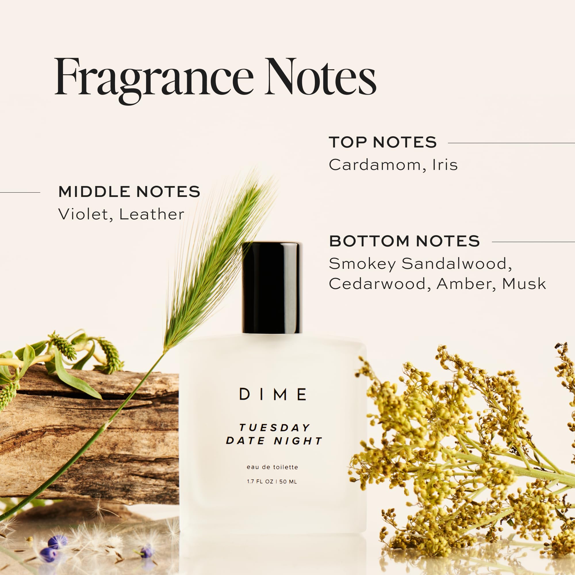 DIME Perfume con notas de salida: cardamomo e iris para inicio vibrante